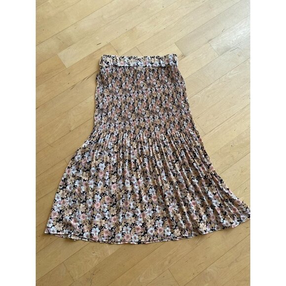 𝅺STATUS by Chenault BNWT Women Pleated Floral Midi Skirt Sz Small - Picture 2 of 5